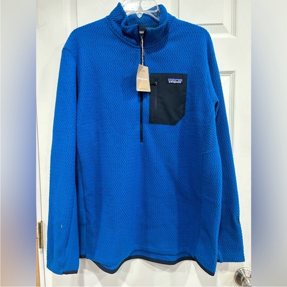 Patagonia Men’s XL R1 Pullover Endless Blue Quarter Zip Fleece NWT Lightweight - Picture 1 of 8